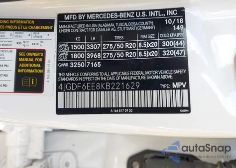 2019 Mercedes-Benz Gls 450 4Matic z USA, uszkodzony, nr VIN 4JGDF6EE8KB221629